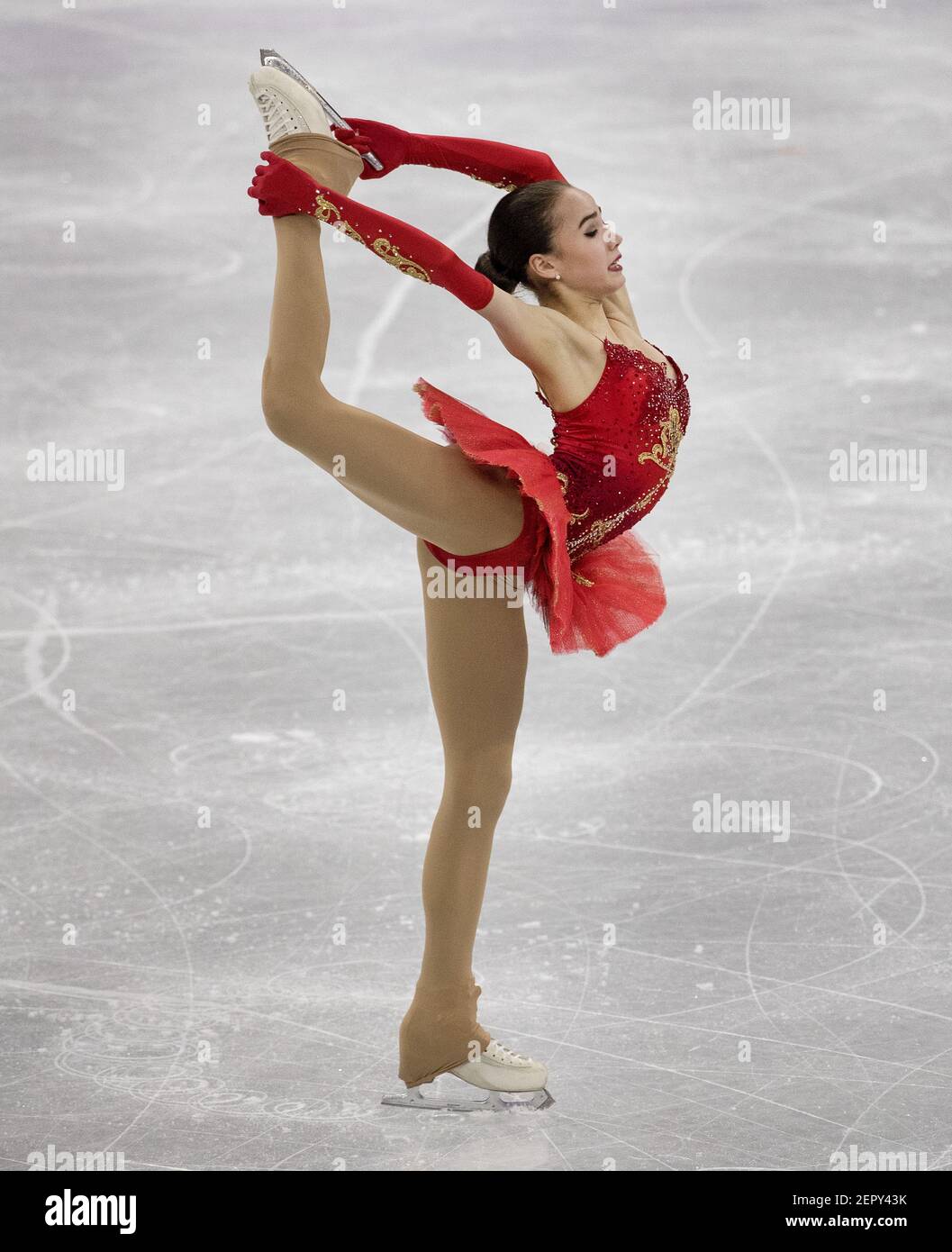 Alina Zagitova, Olympic Athlete from Russia, during her gold-medal winning program at Gangneung Ice Arena on Friday, Feb. 23, 2018, at the Pyeongchang Winter Olympics. (Photo by Carlos Gonzalez/Minneapolis Star Tribune/TNS/Sipa USA) Stock Photo