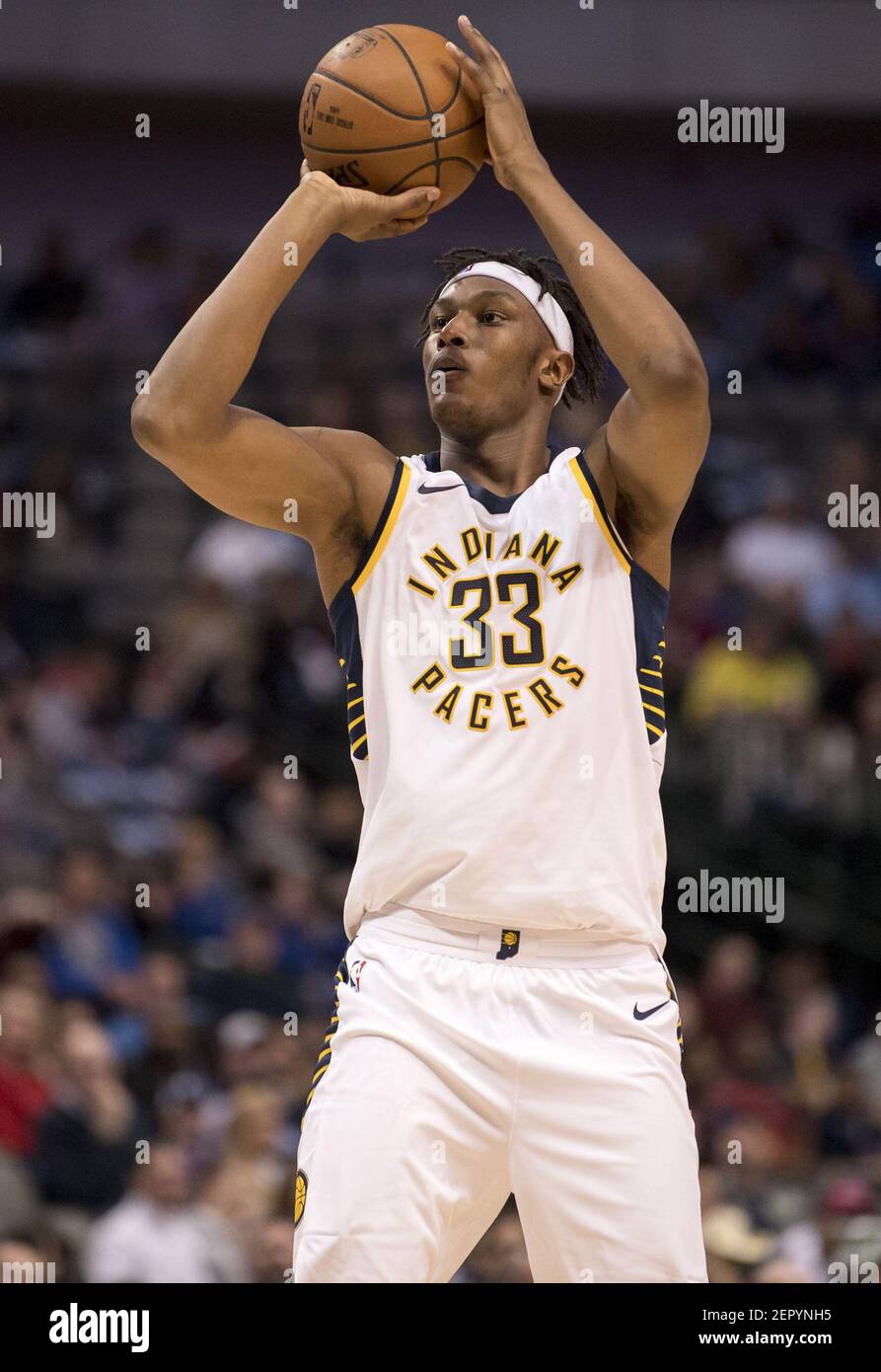 Feb 26 18 Dallas Tx Usa Indiana Pacers Center Myles Turner 33 Makes A Jump Shot Against The Dallas Mavericks During The Second Half At The American Airlines Center The Mavericks Defeat
