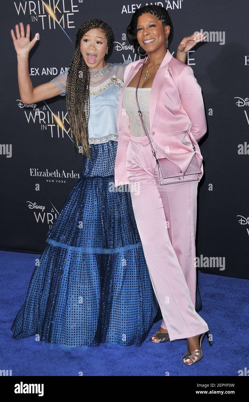 (L-R) Storm Reid and Mom arrives at Disney's "A Wrinkle In Time" World