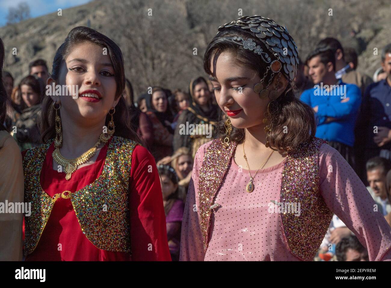 Nowruz celebrations near Biakara, Marivan district, Kurdistan, Iran Stock Photo