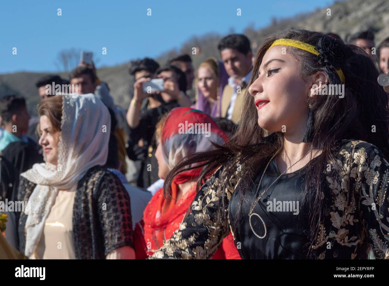 Nowruz celebrations near Biakara, Marivan district, Kurdistan, Iran Stock Photo
