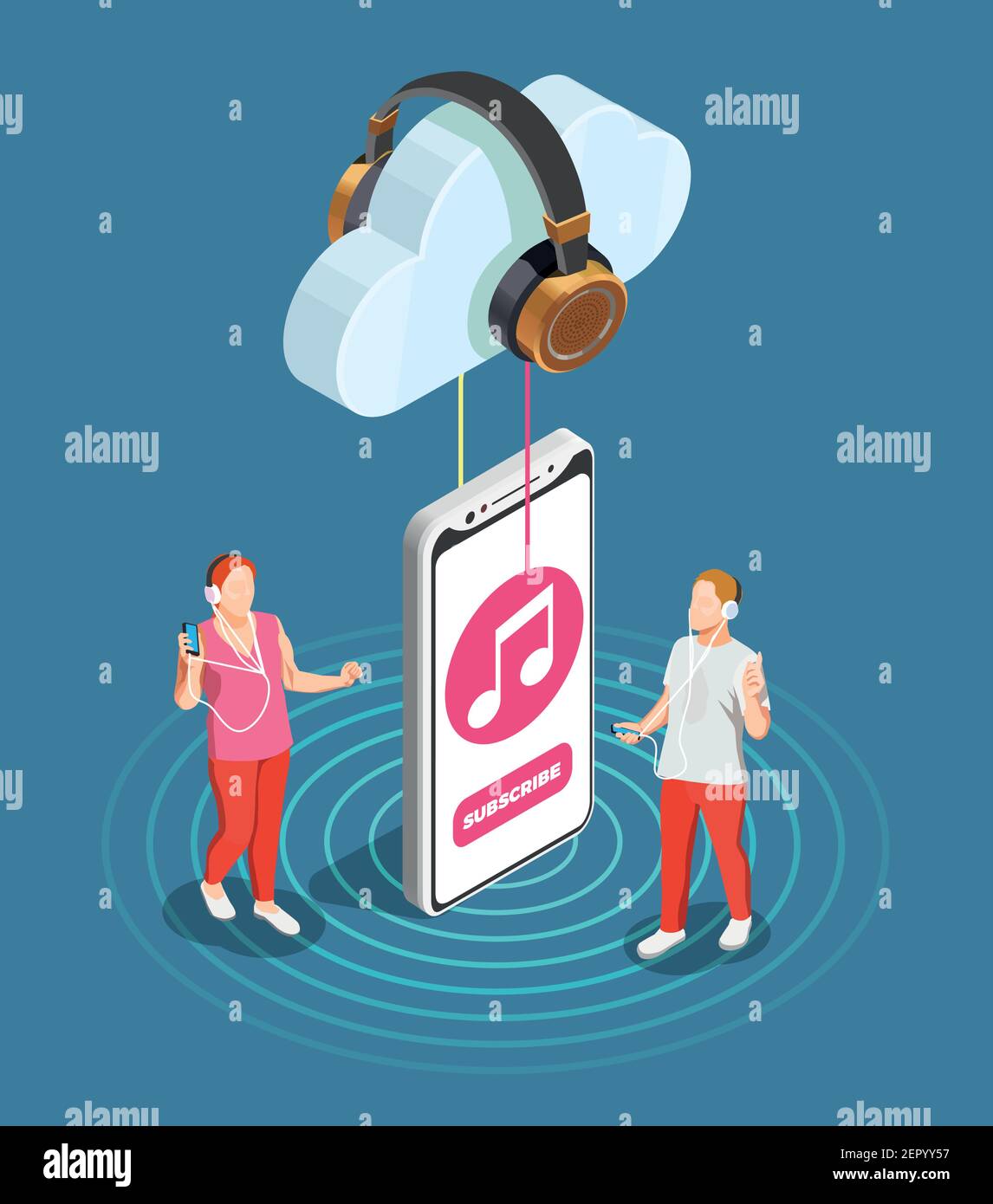 Music industry isometric concept with cloud storage symbols vector ...