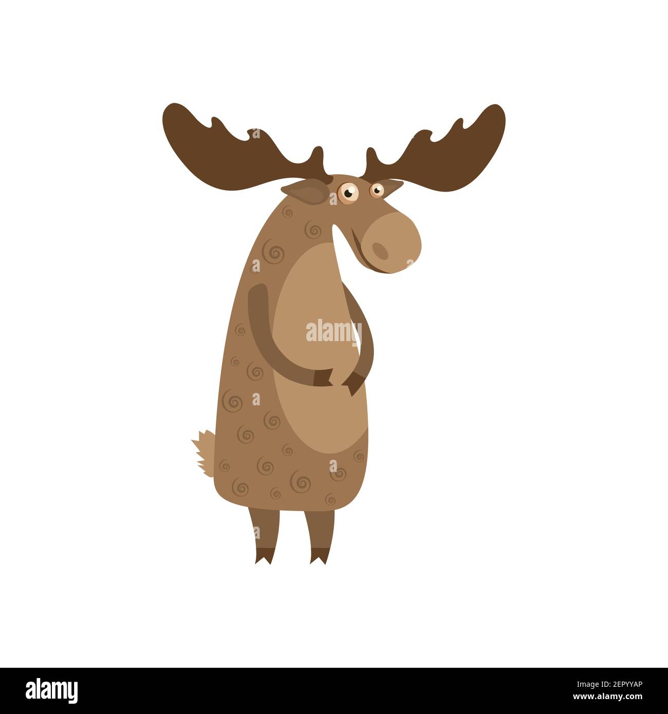 Cute moose cartoon. Happy cartoon elk. Vector illustration isolated on white background. Stock Vector