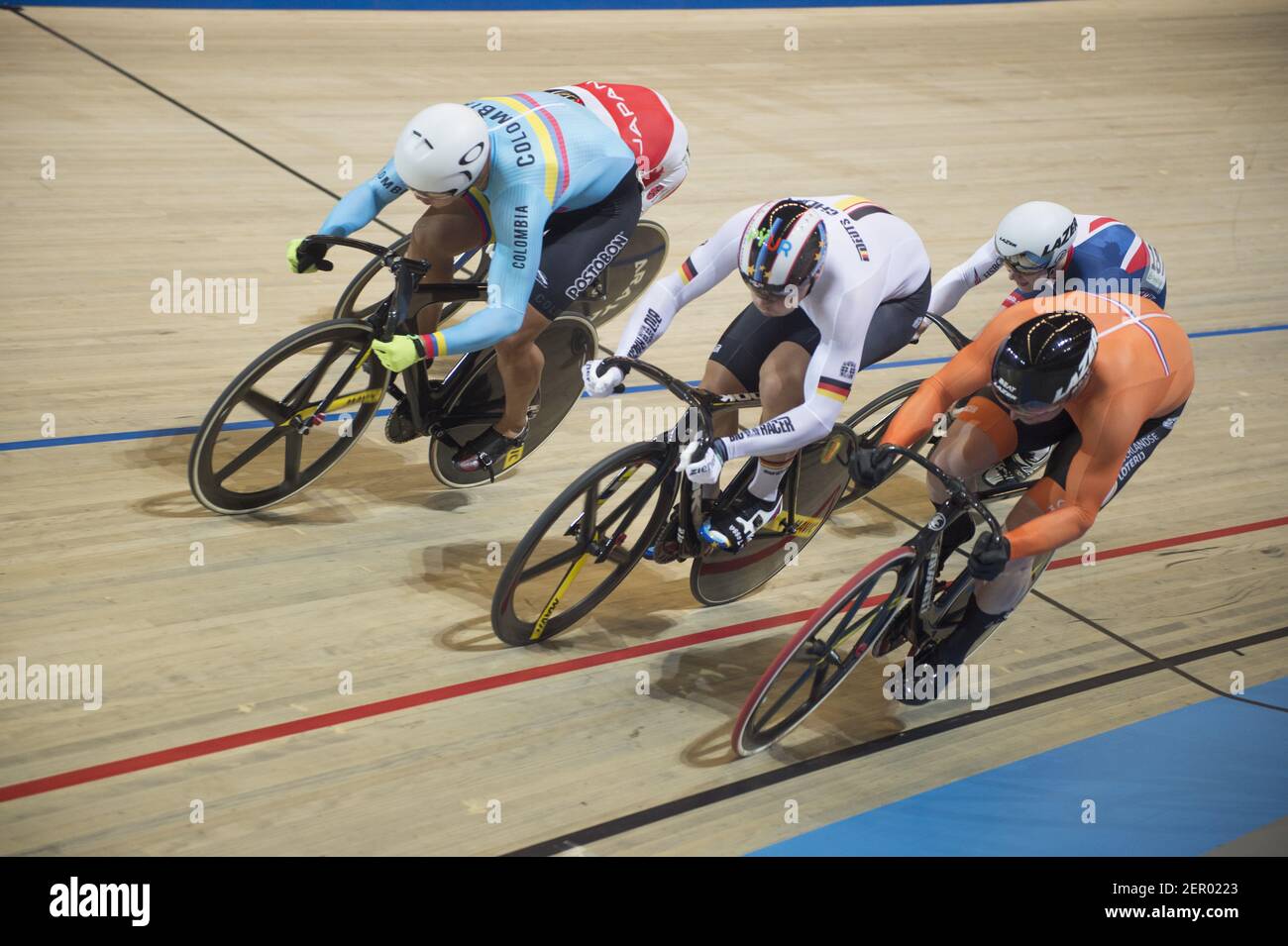 Men's kierin final, (L-R) Puertas, Levi, Buchli, Apeldoorn, The ...