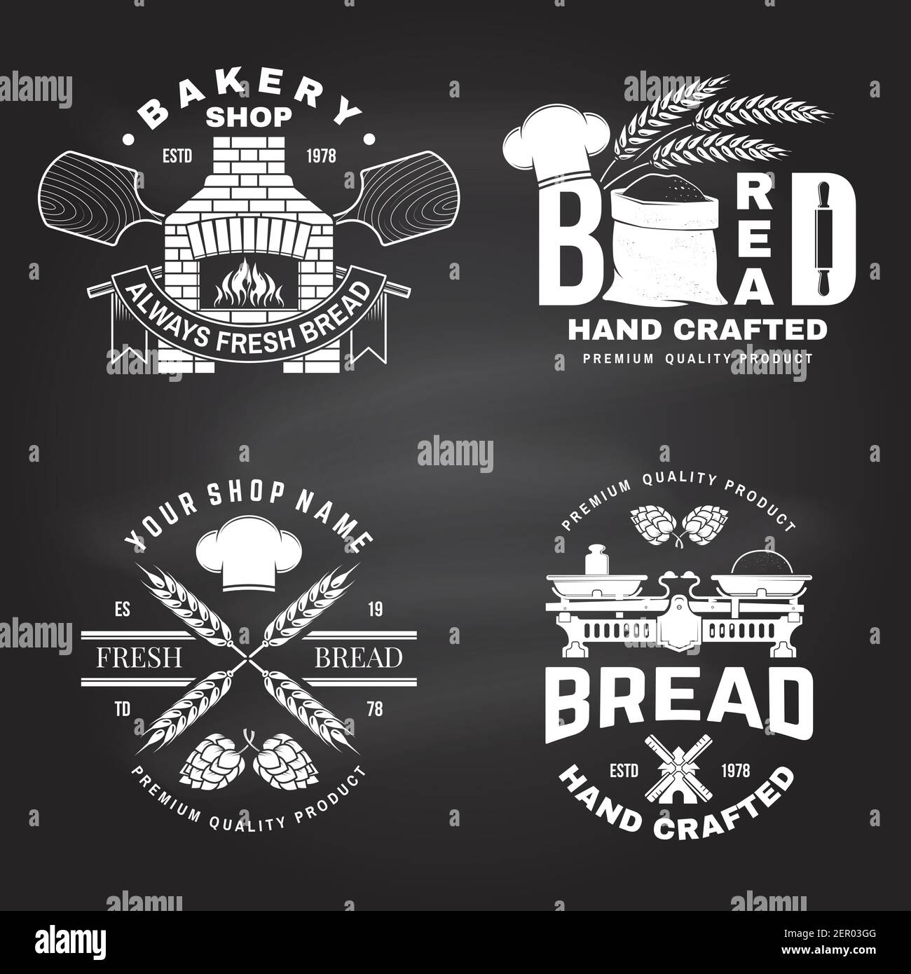 Set of bakery badge, logo. Vector illustration. Typography design with ...