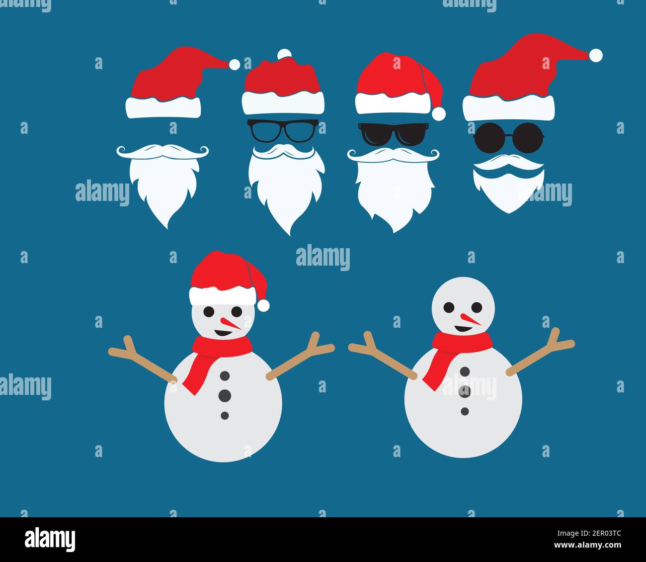 santa claus hat and snowman vector icon illustration design template Stock Vector