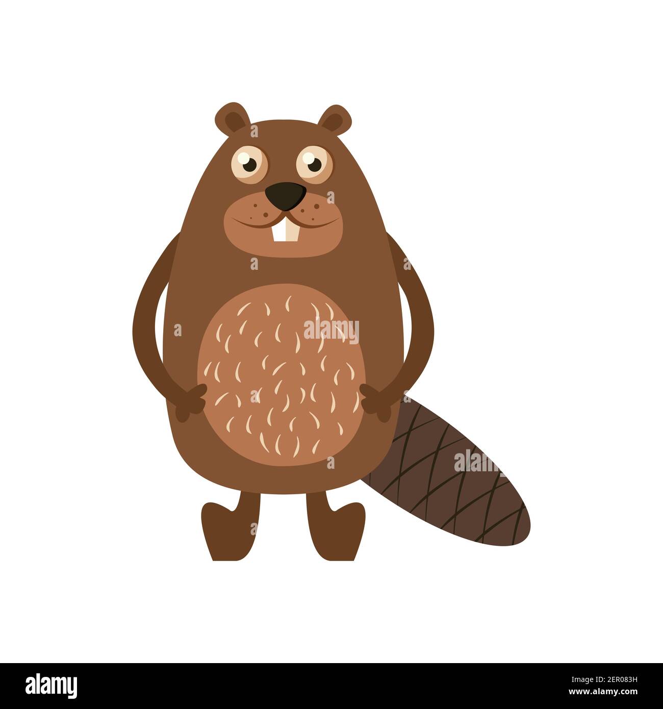 Cute cartoon beaver. Vector illustration isolated on white background. Stock Vector