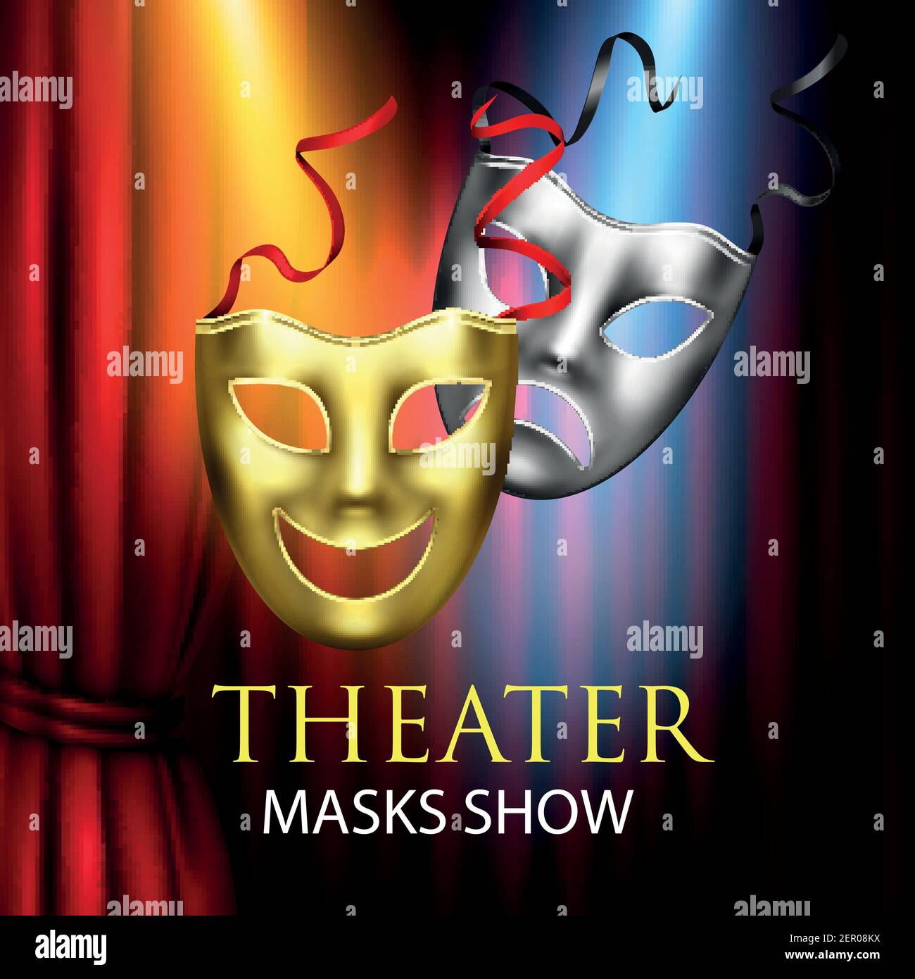 Comedy tragedy masks theatre composition with classic theatrical masks