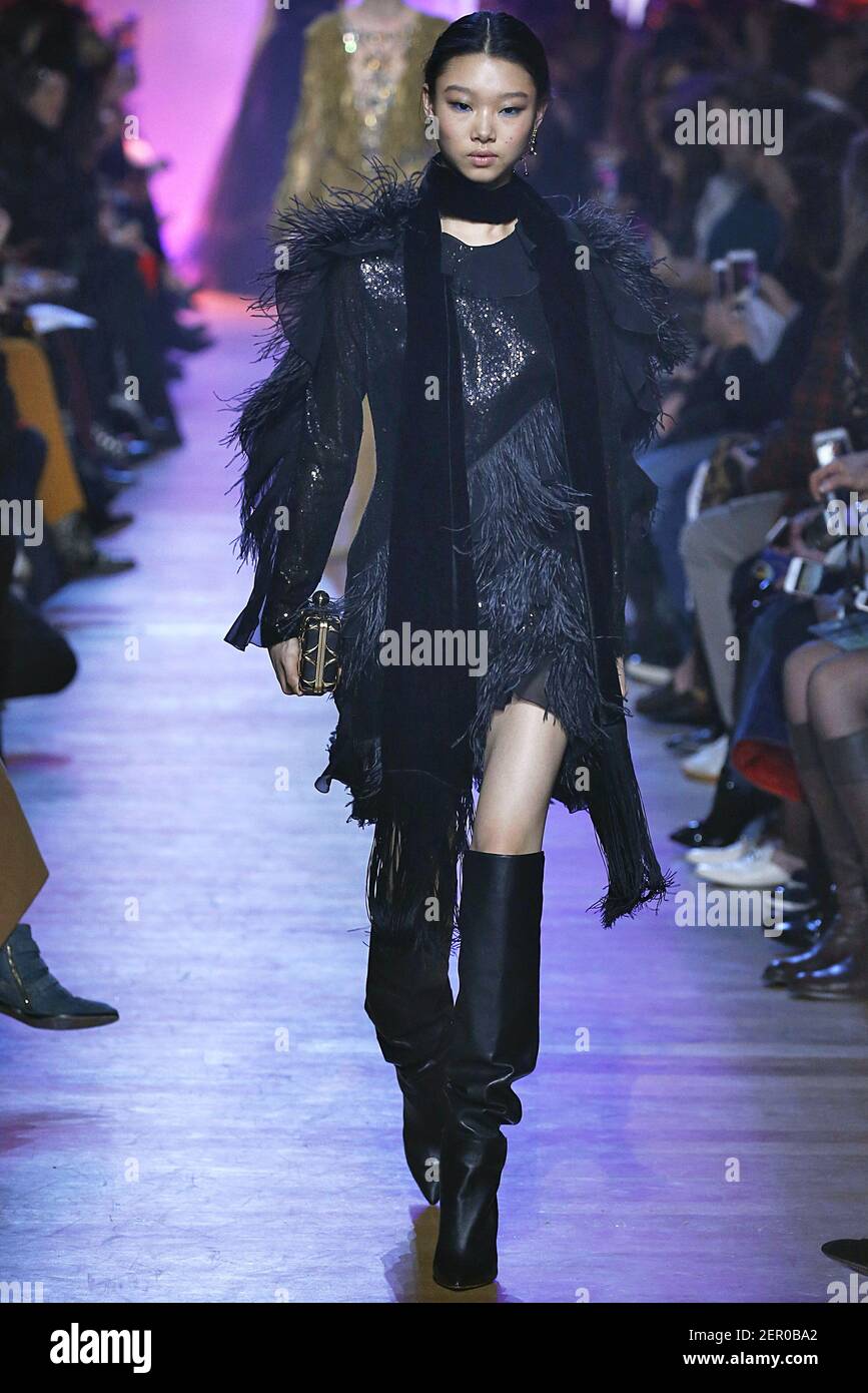 Yoon Young Bae walks on the runway during the Elie Saab Fashion Show during  Paris Fashion