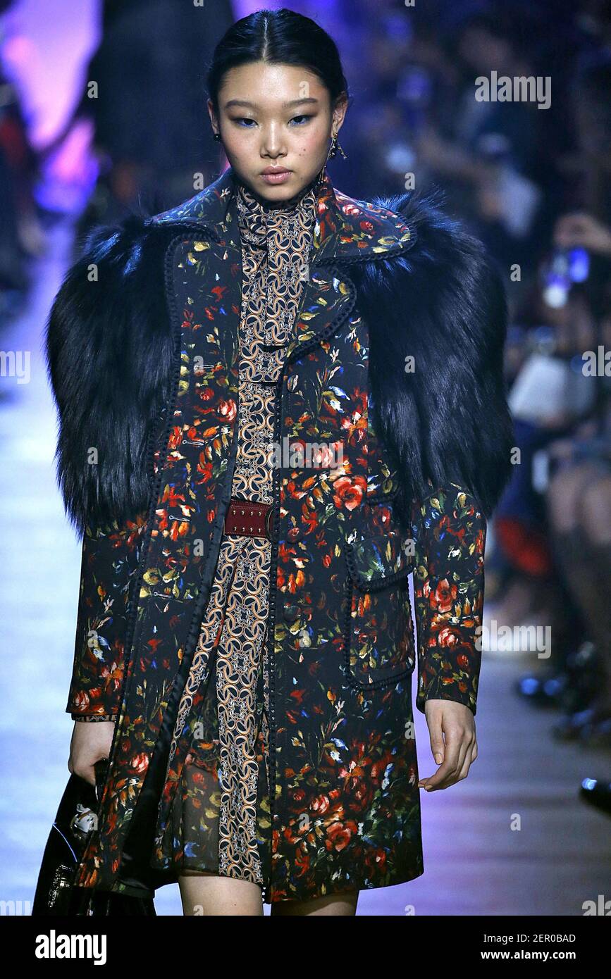 Yoon Young Bae walks on the runway during the Elie Saab Fashion Show during  Paris Fashion