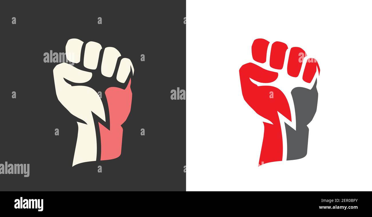 Fist clenched. Power, strength icon logo vector Stock Vector