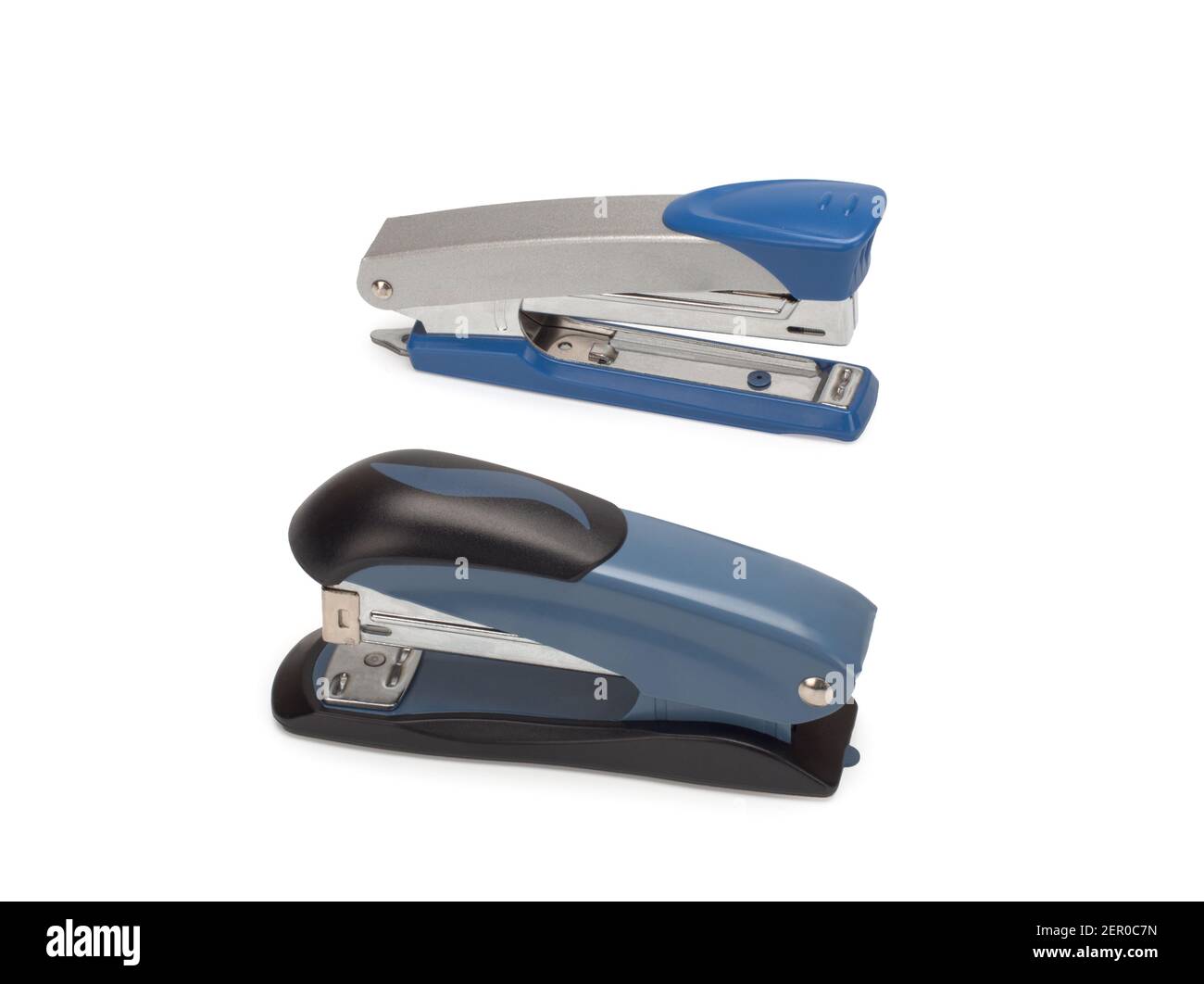 Top view of two stapler isolate on white background. Stock Photo