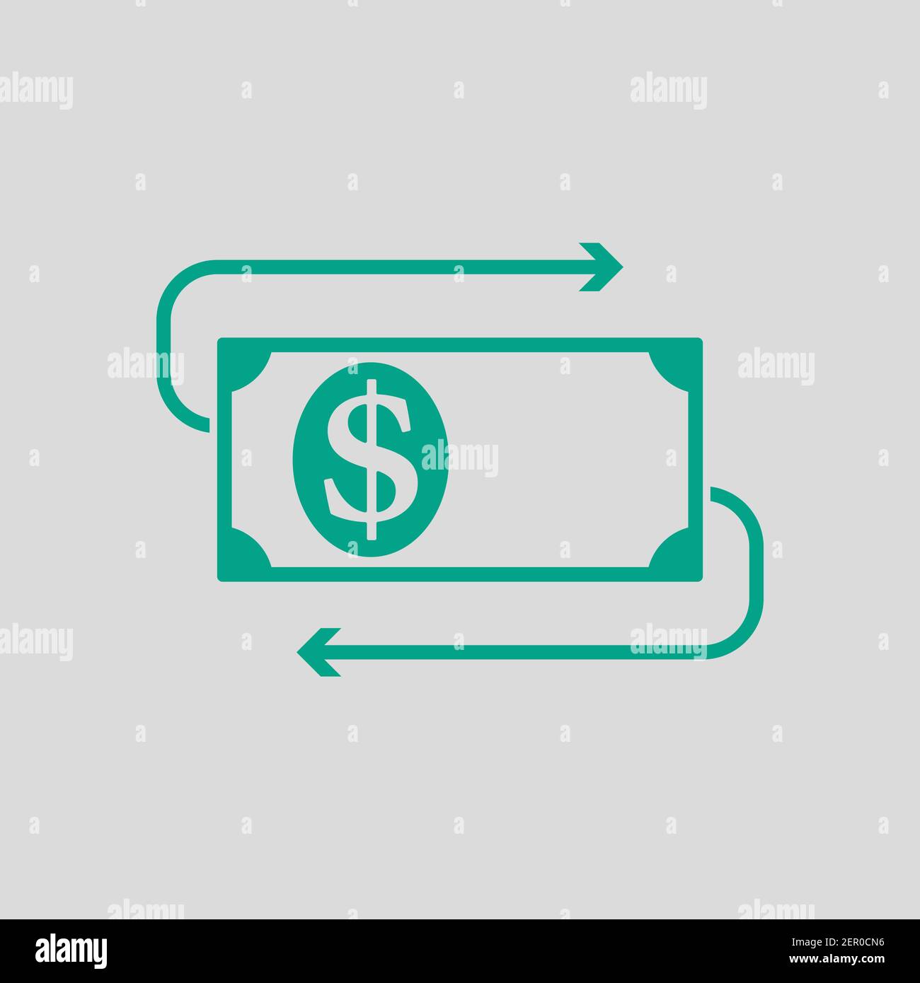 Cash Back Dollar Banknote Icon. Green on Gray Background. Vector ...