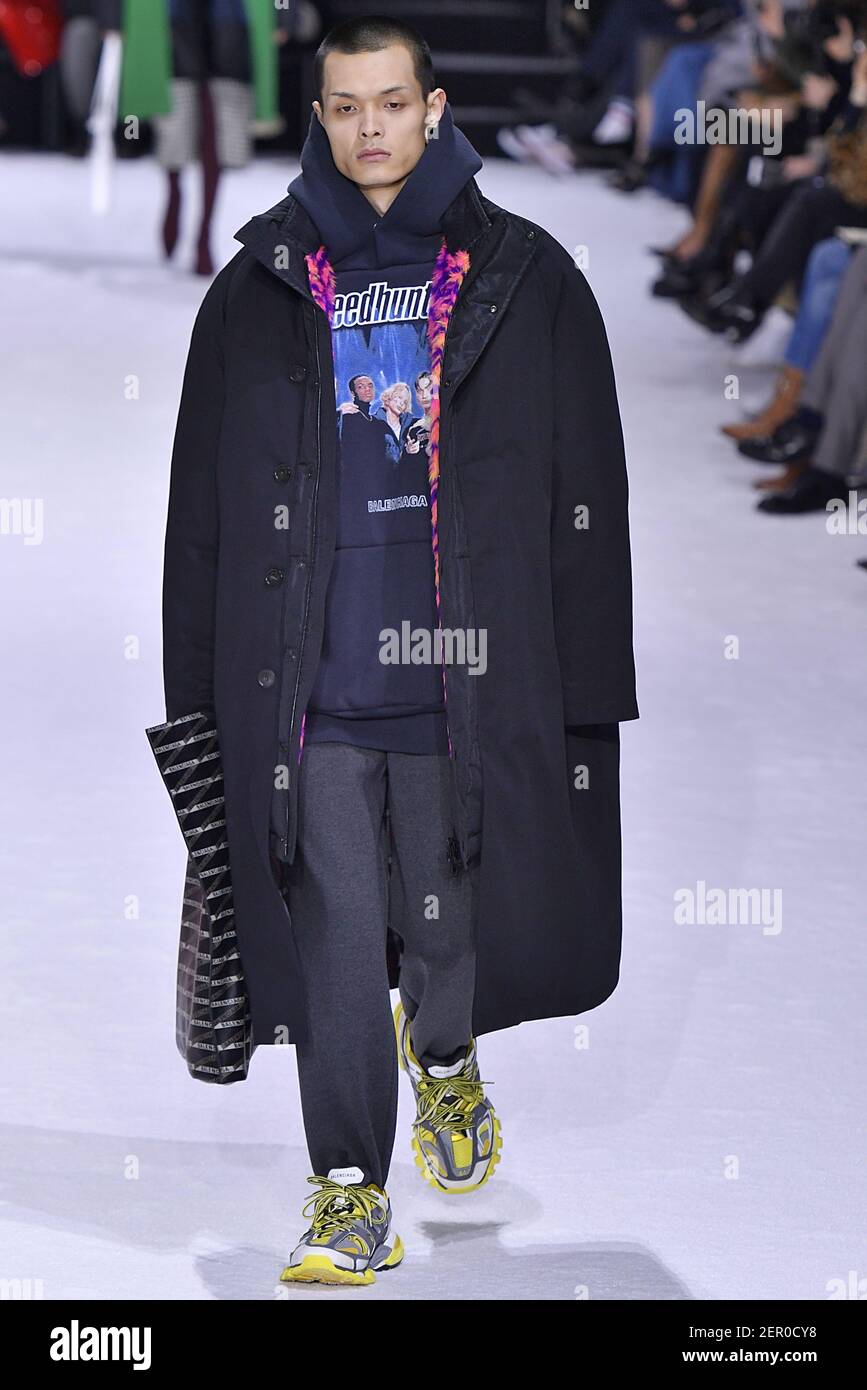 Model walks on the runway during the Balenciaga Fashion Show during Paris Fashion Week Womenswear Fall Winter 2018 2019 held in Paris France on March 4 2018. Photo by Jonas Gustavsson Sipa USA Stock