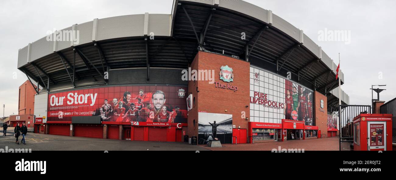 Liverpool, 05/03/2018 - Champions League 2017/2018: Liverpool FC. vs FC.  Port. Anfield stadium, next to the famous bench - The Kop where FC Porto  will play tomorrow's match witv Liverpool Football Club (