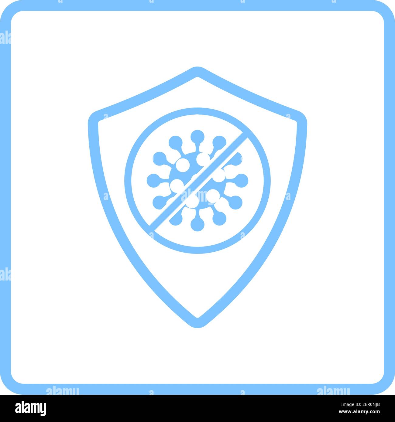 Shield From Coronavirus Icon. Blue Frame Design. Vector Illustration. Stock Vector