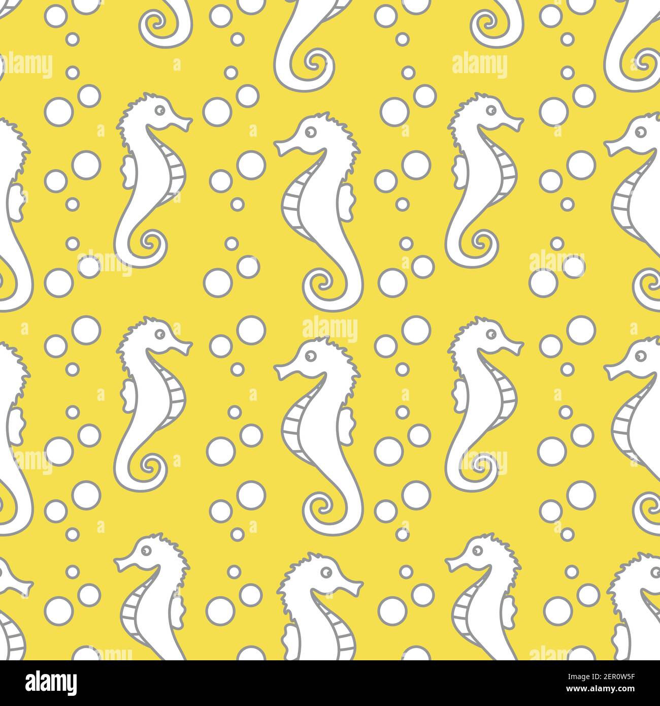 Vector seamless pattern with sea horses and bubbles. Marine background ...