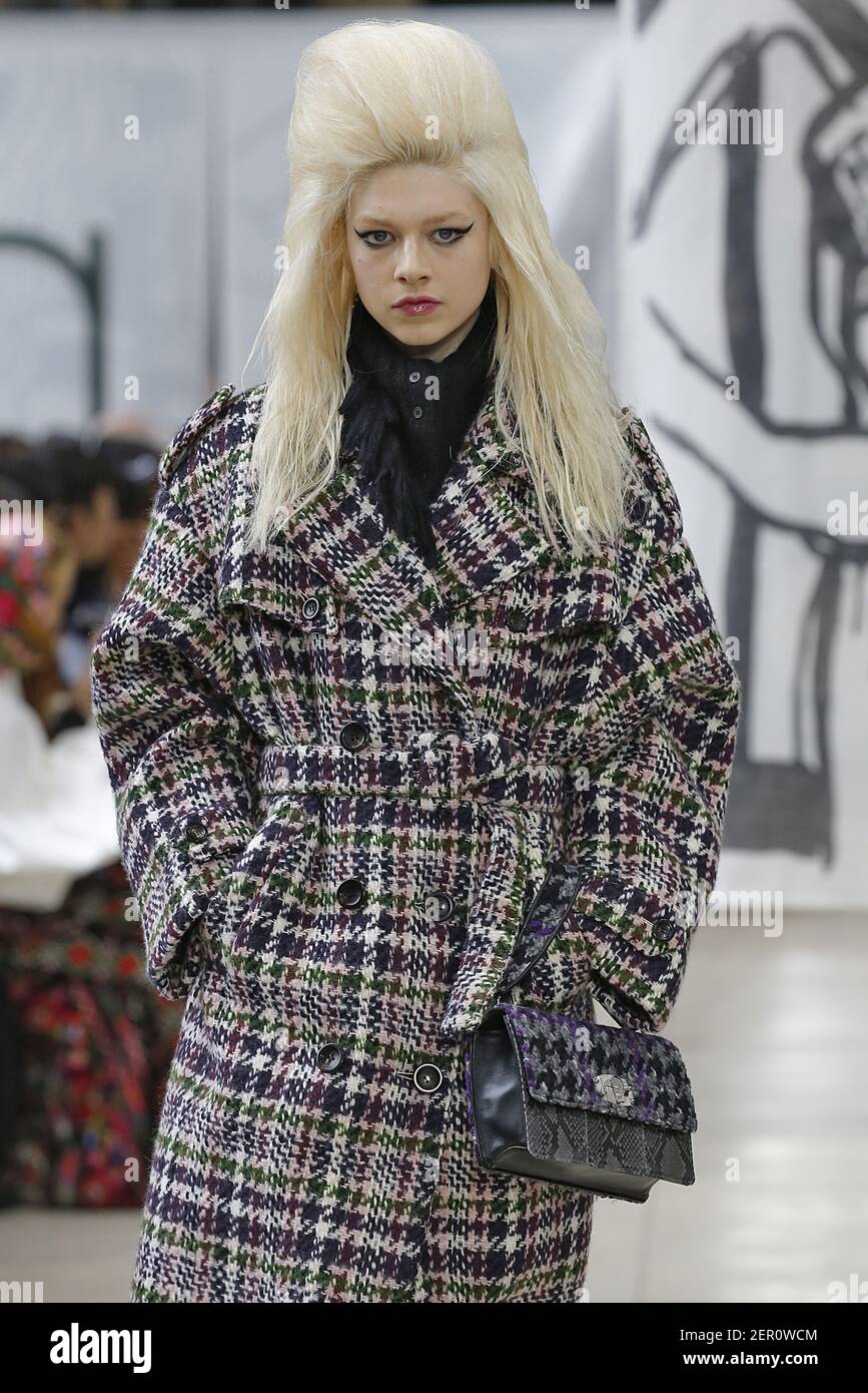 Model Hunter Schafer walks on the runway during the Miu Miu Fashion