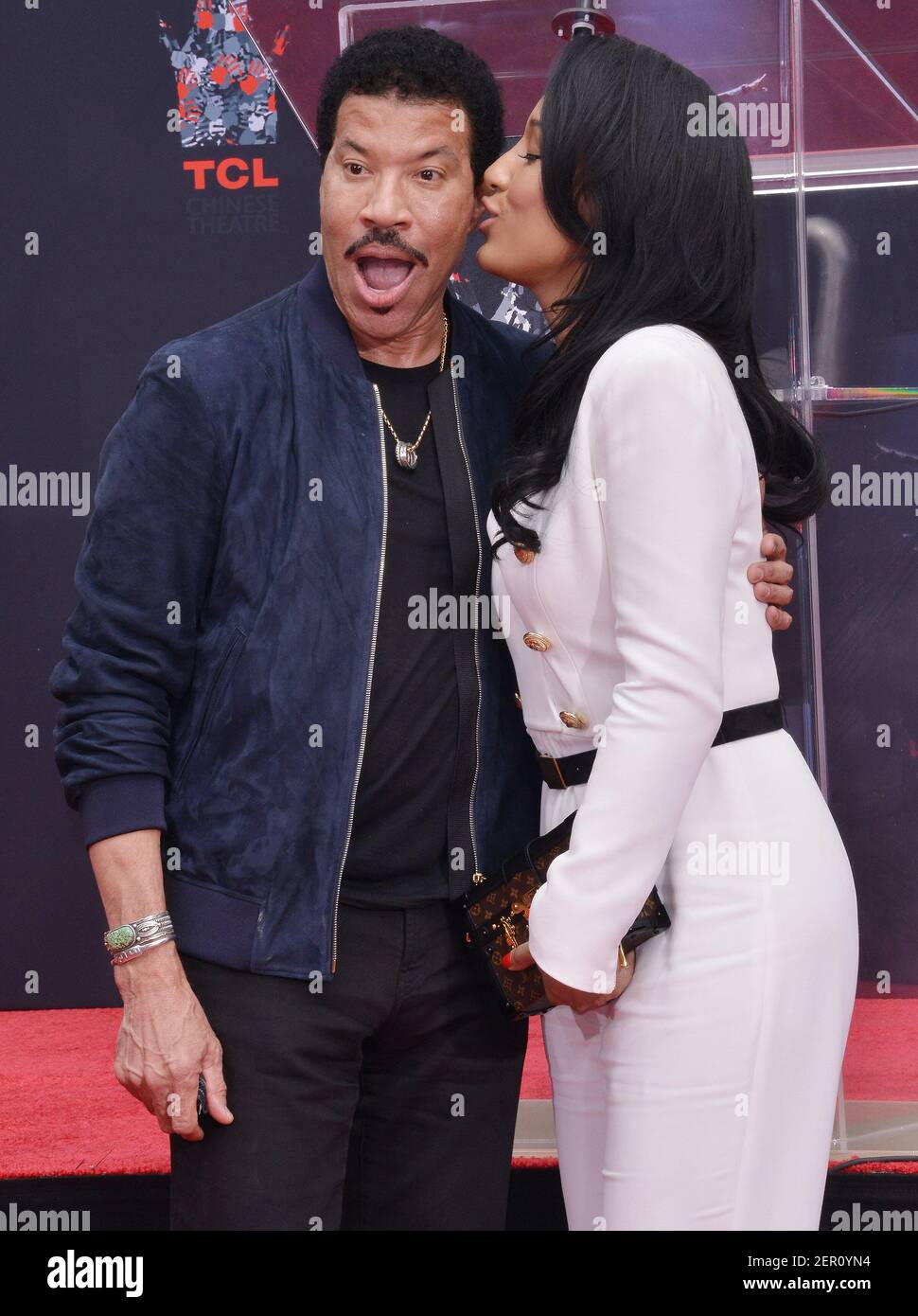 (L-R) Lionel Richie and Lisa Parigi at the Lionel Richie Hand and ...