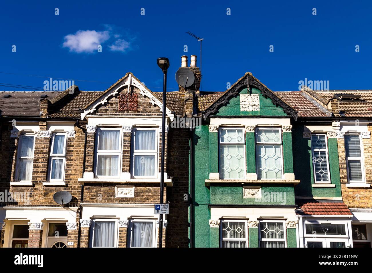 Terraced houses on Terrace Road in Plaistow / Upton Park, East London, UK Stock Photo
