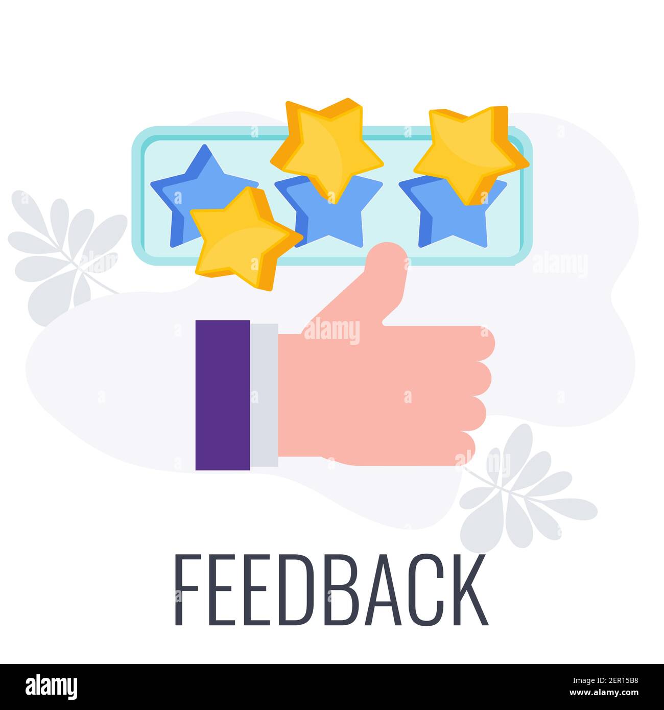 Customer feedback. Hand with thumb up. Positive review. Stock Vector