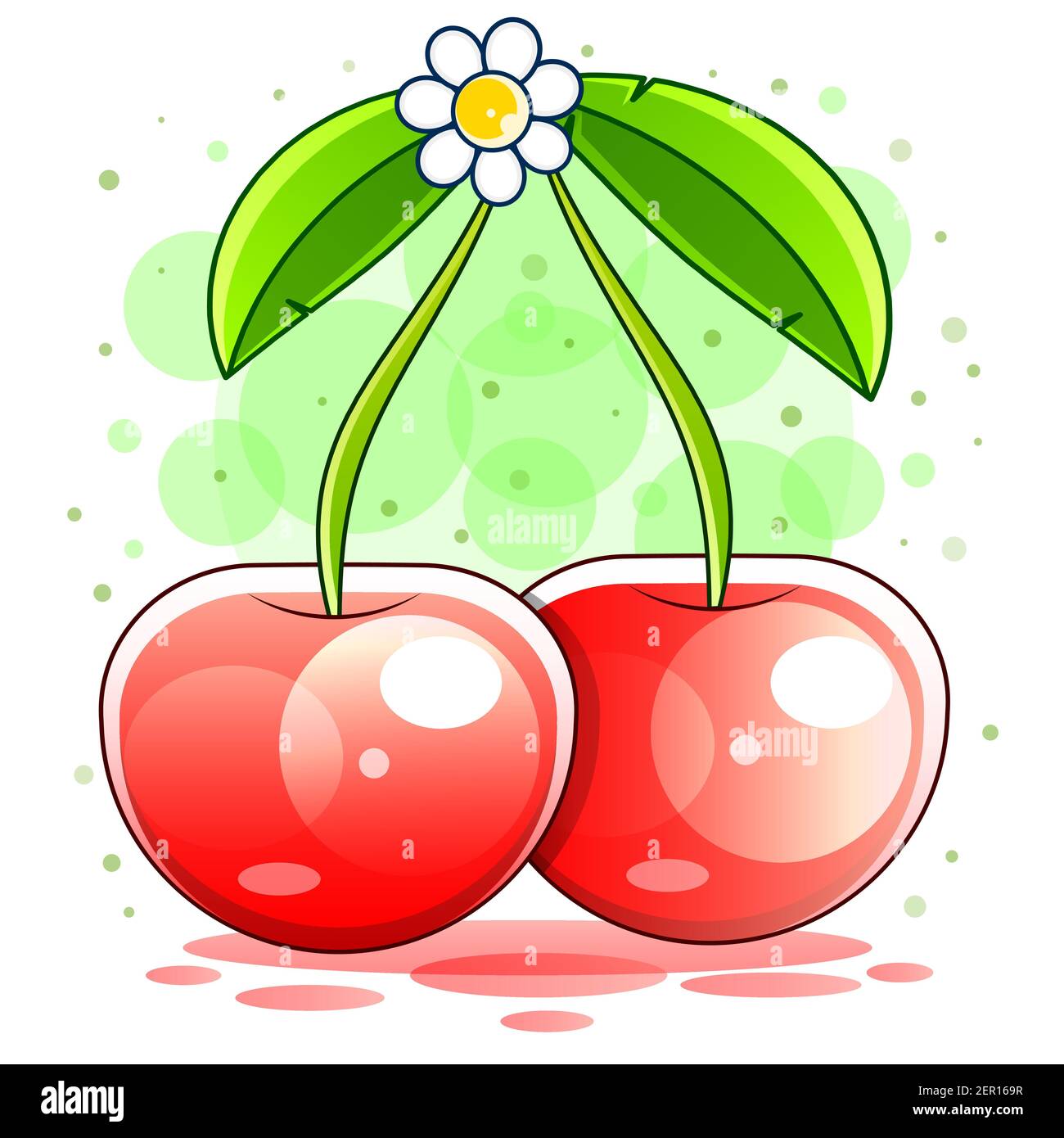 Hand drawn watercolor painting cherry on white background. Vector illustration of berries Stock Vector