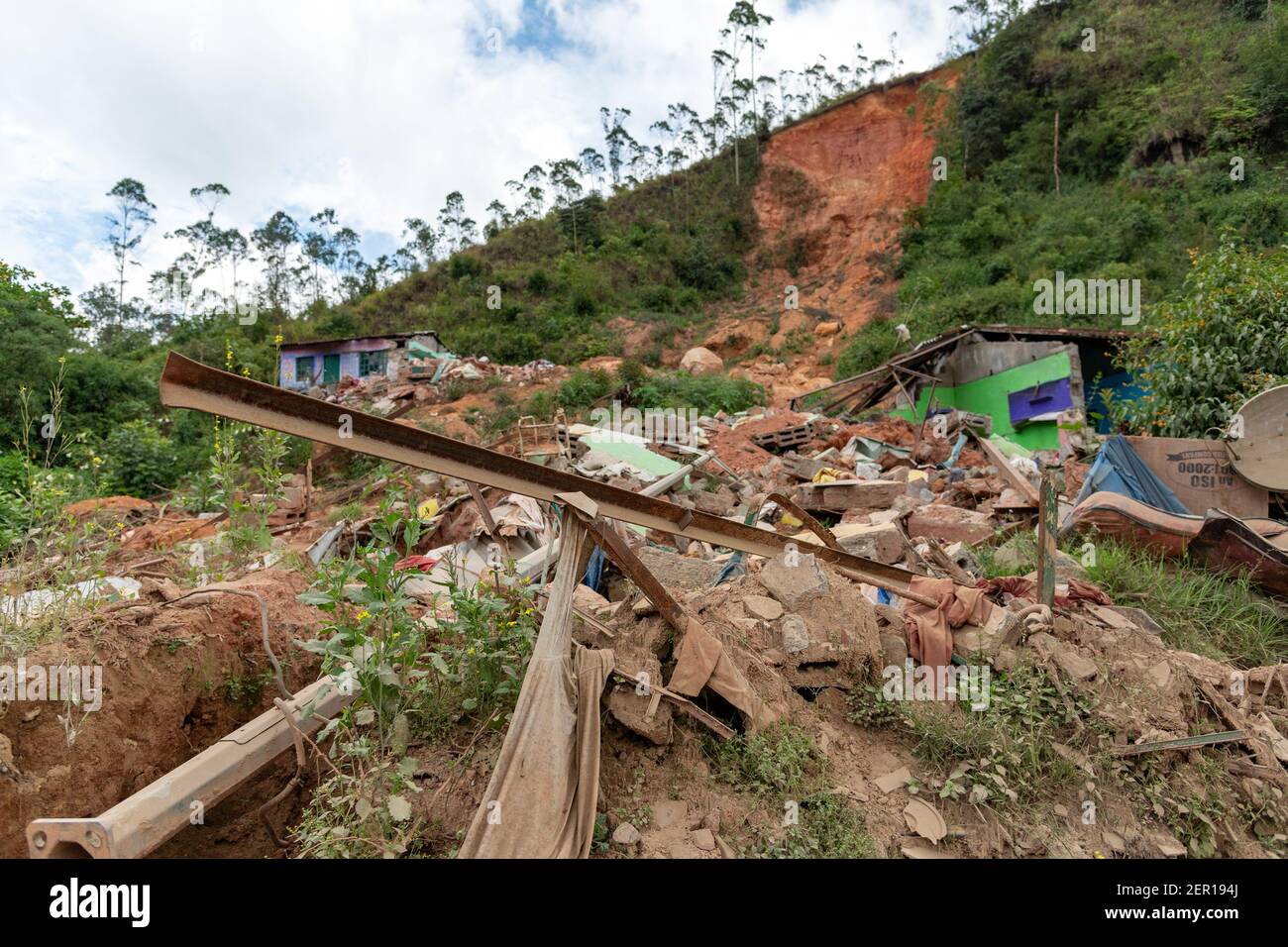 Area of Landslide in Munnar which caused death of four people in a family during heavy rainfall in 2018 at kerala Stock Photo