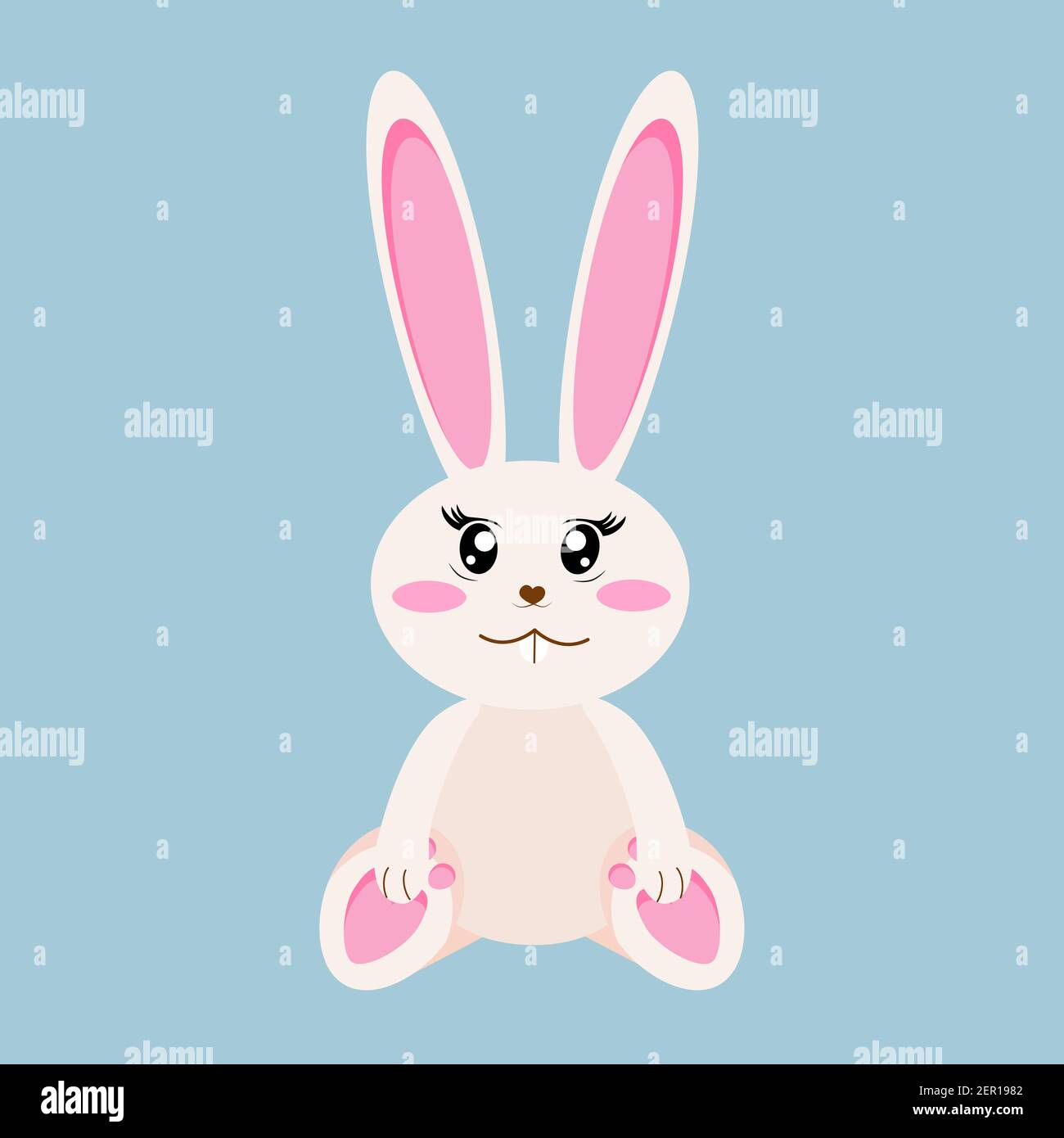 Cute baby bunny, rabbit sitting vector illustration Stock Vector Image ...