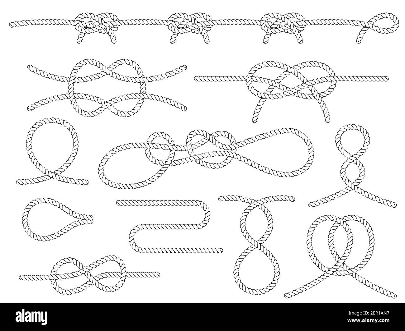 Set of nautical rope knots. Marine rope knot Stock Vector Image
