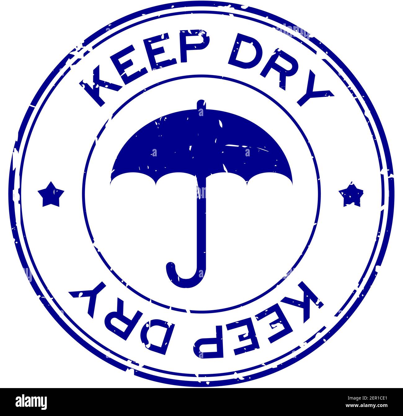 Grunge blue keep dry word round rubber seal stamp on white background Stock Vector