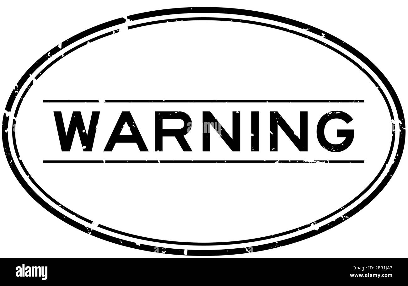 Grunge black warning word oval rubber seal stamp on white background ...