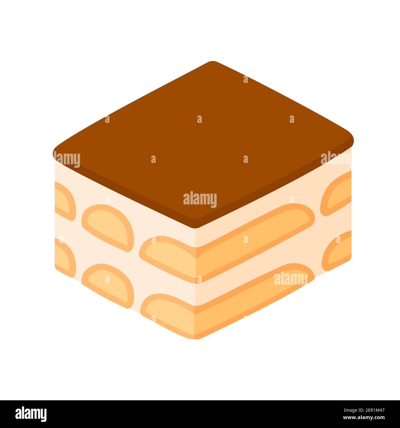 Tiramisu, traditional Italian dessert. Isolated vector clip art