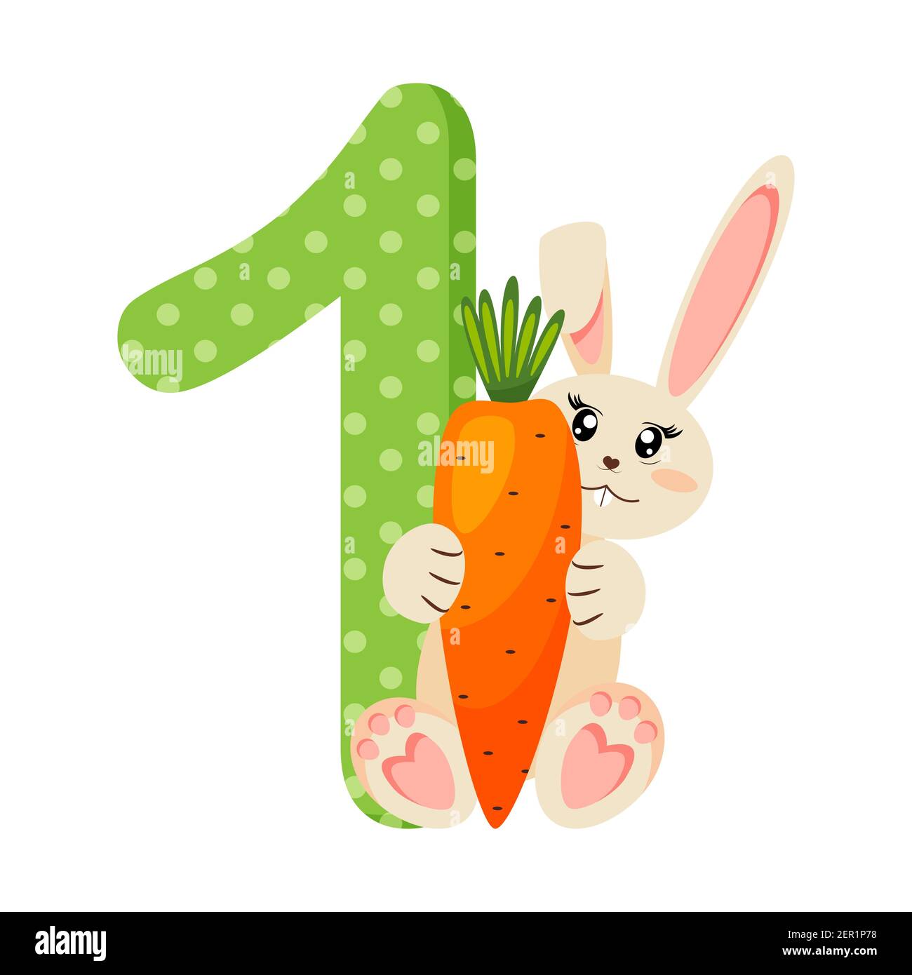 Number 1 one for kids. Learn to count with funny bunny. Vector illustration  Stock Vector Image & Art - Alamy