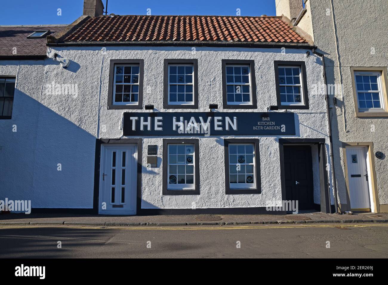 Exterior and facade of The Haven bar and restaurant in Cellardyke, East