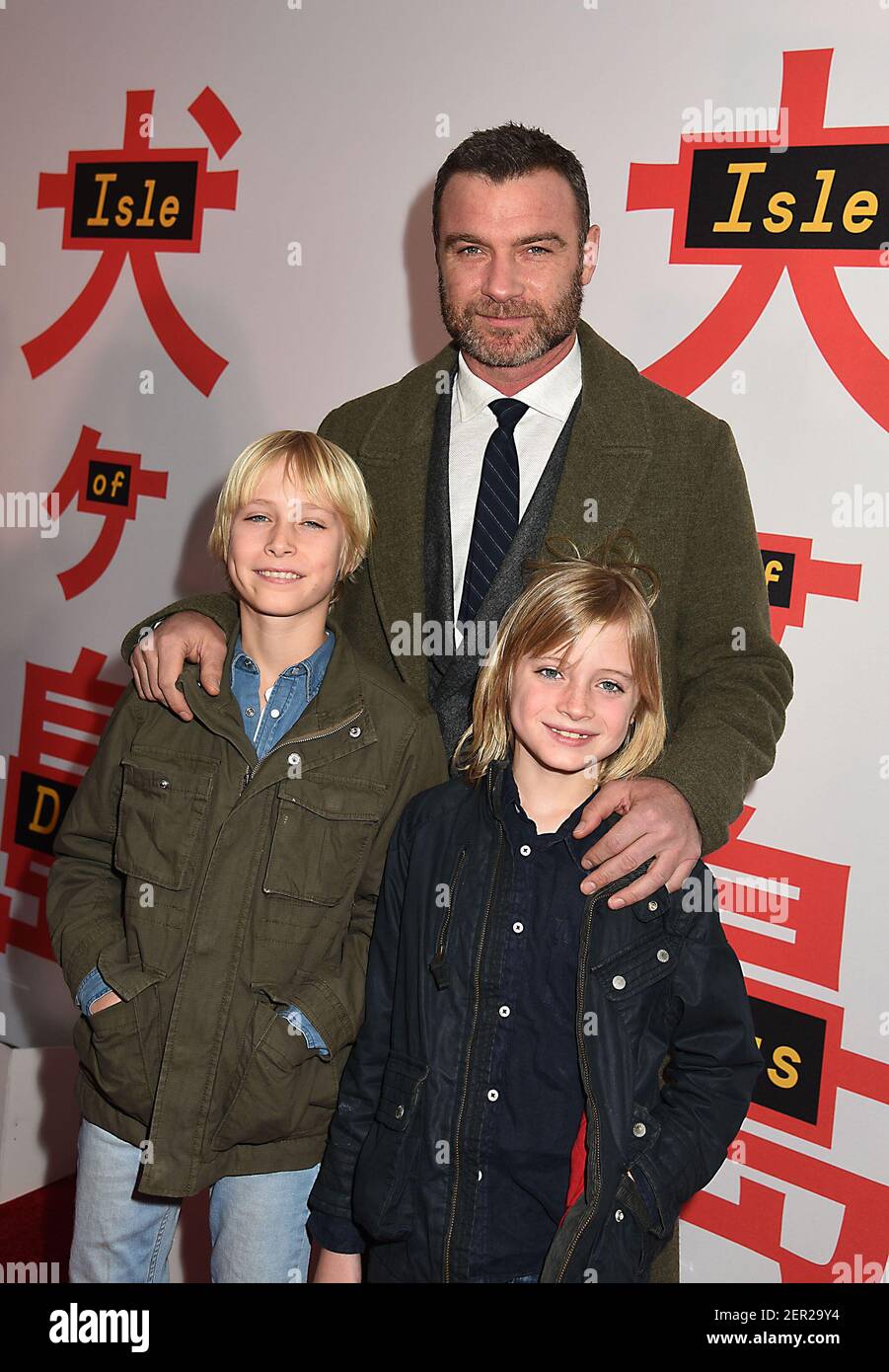 Liev Schreiber and sons Sasha and Kai Schreiber attend the "Isle of