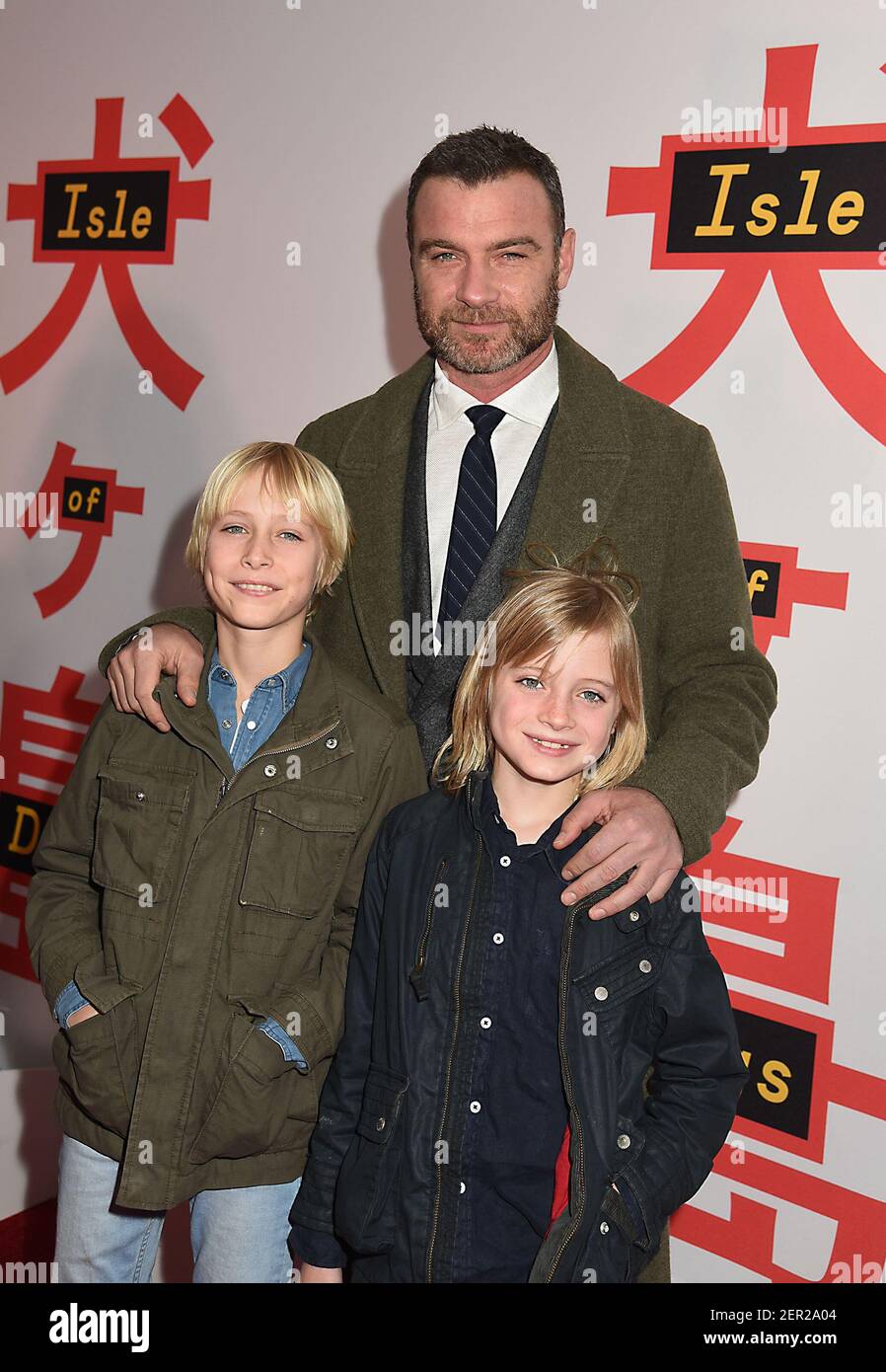Liev Schreiber and sons Sasha and Kai Schreiber attend the "Isle of(01)