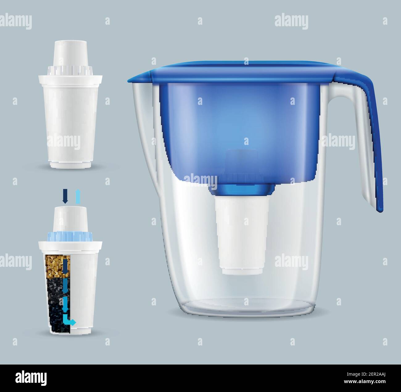 House tap water filter pitcher with 2 removing toxins and contaminants replacement units