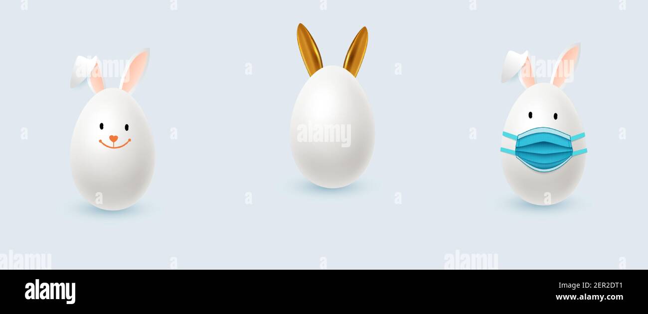 Realistic Easter eggs in the form of rabbits.Vector Stock Vector