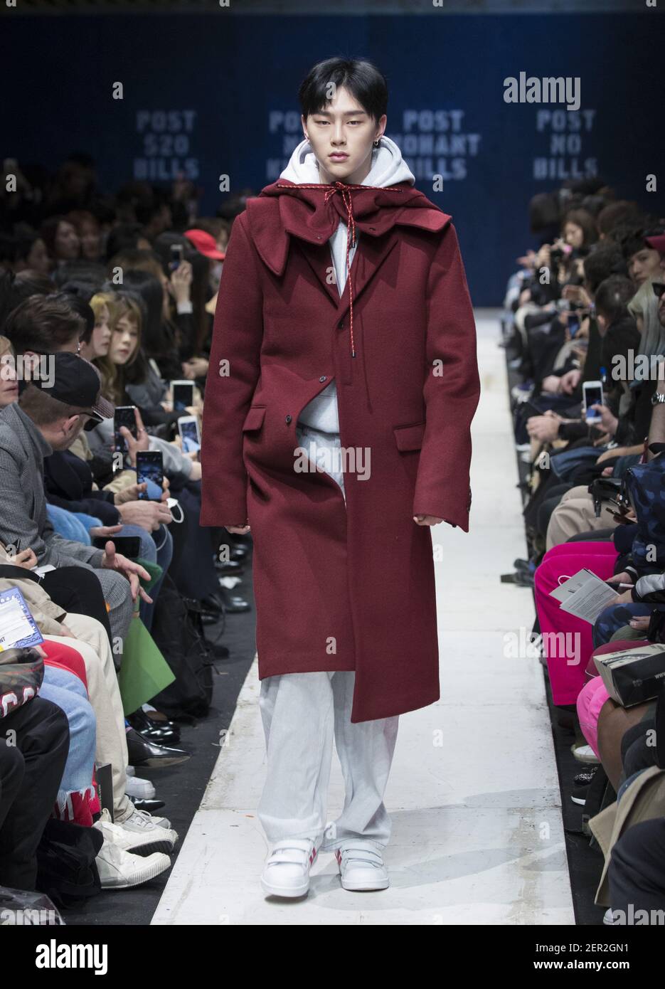 23 March 2018 Seoul South Korea South Korean model cat walk during a 2018 F W Hera Seoul Fashion Week designer by designer Nam Noah fashion show at the Dongdaemum Design
