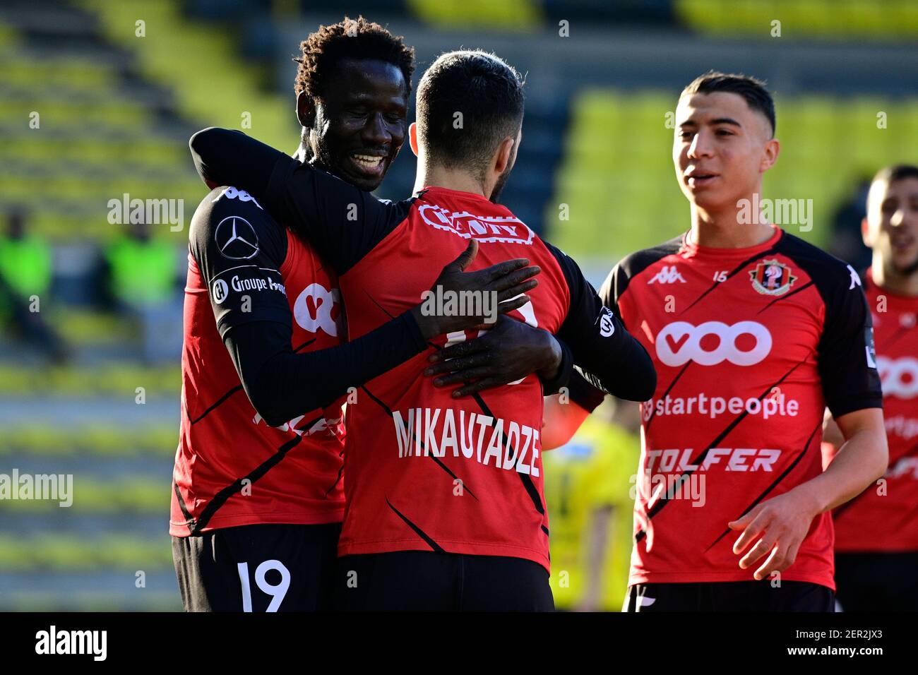 Seraing's Georges Mikautadze celebrates after scoring during a soccer match between Lierse Kempenzonen and RFC Seraing, Sunday 28 February 2021 in Lie Stock Photo