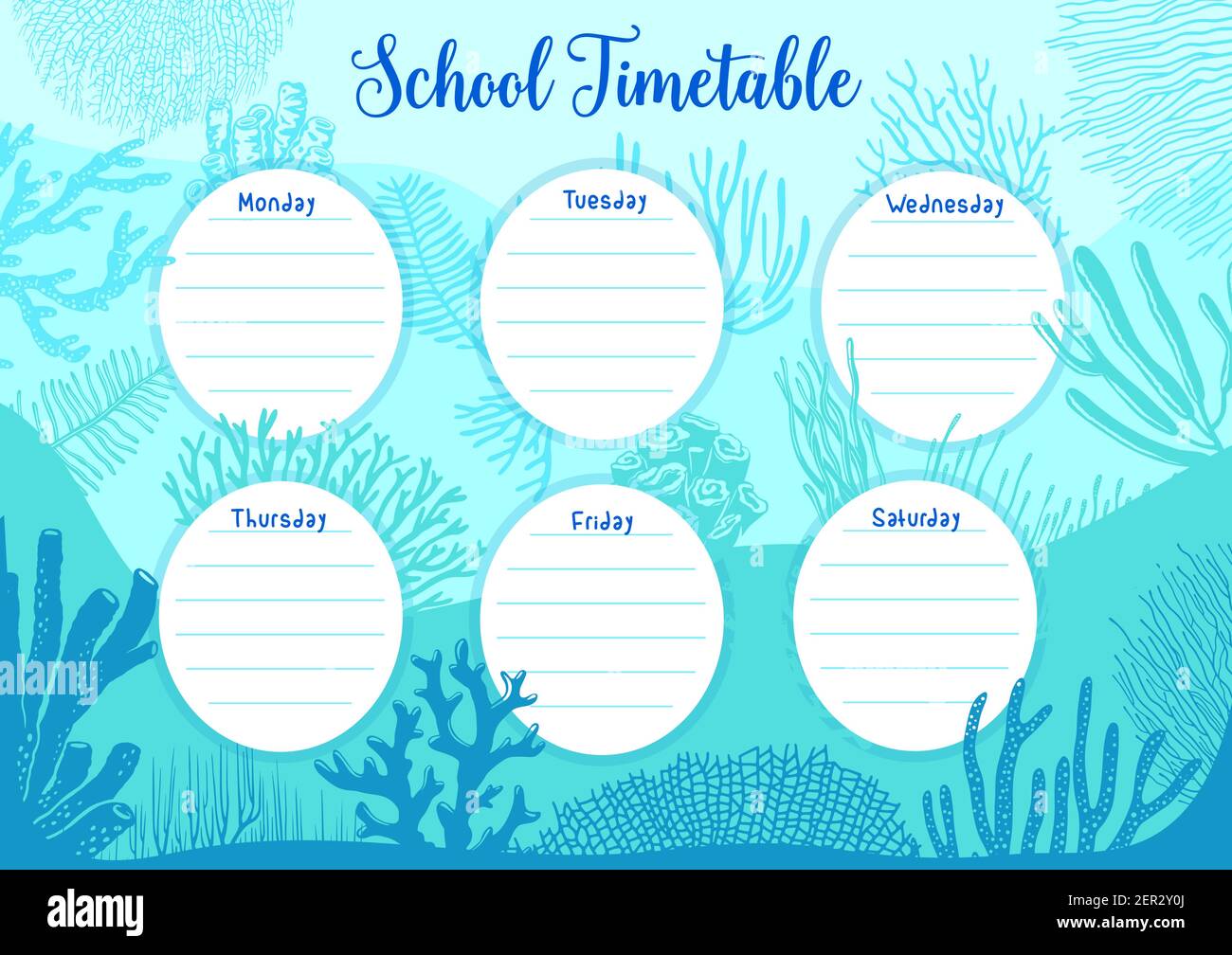 School timetable schedule education template with vector frame