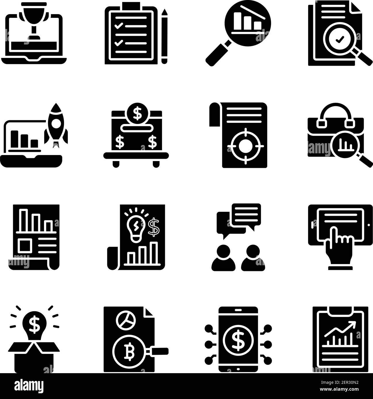 Business and Infographic Solid Icons Pack Stock Vector