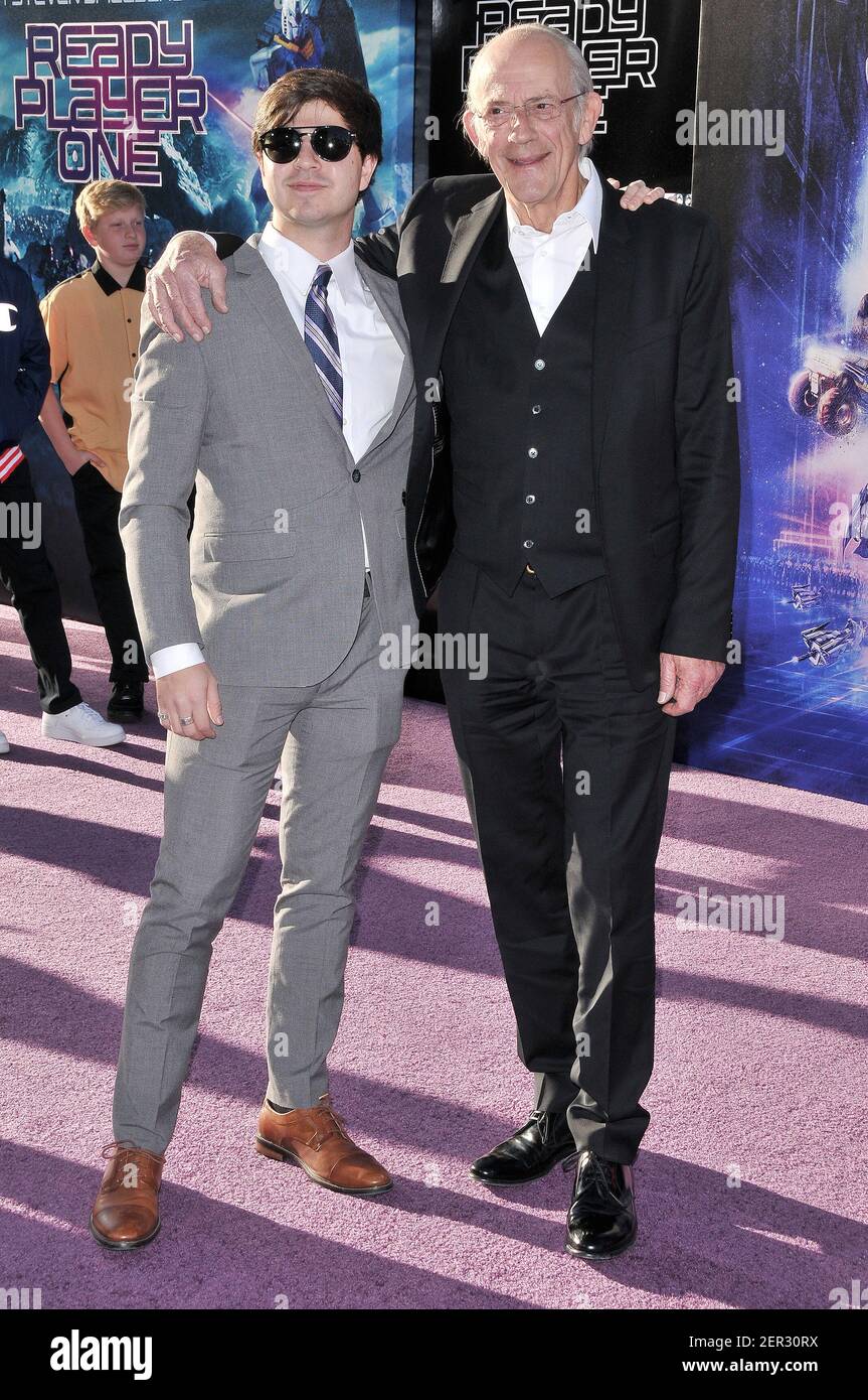 (R L) Christopher Lloyd and Son arrives at the "Ready Player One" Los