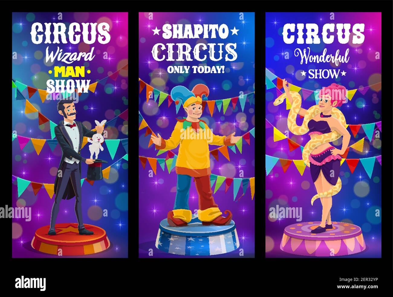 Big top tent circus, funfair carnival show clowns and performers vector ...