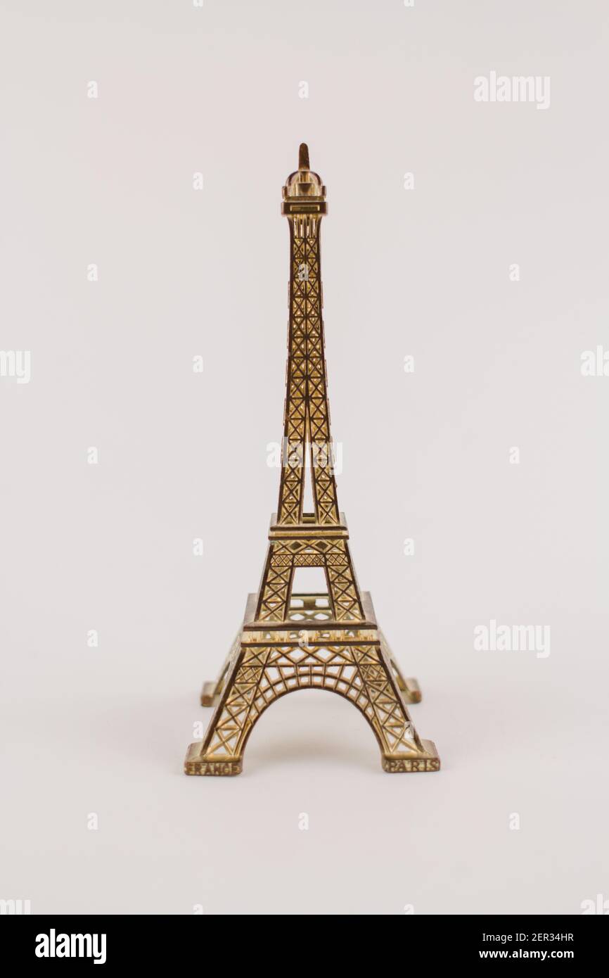 a souvenir eiffel tower on white background Stock Photo - Alamy