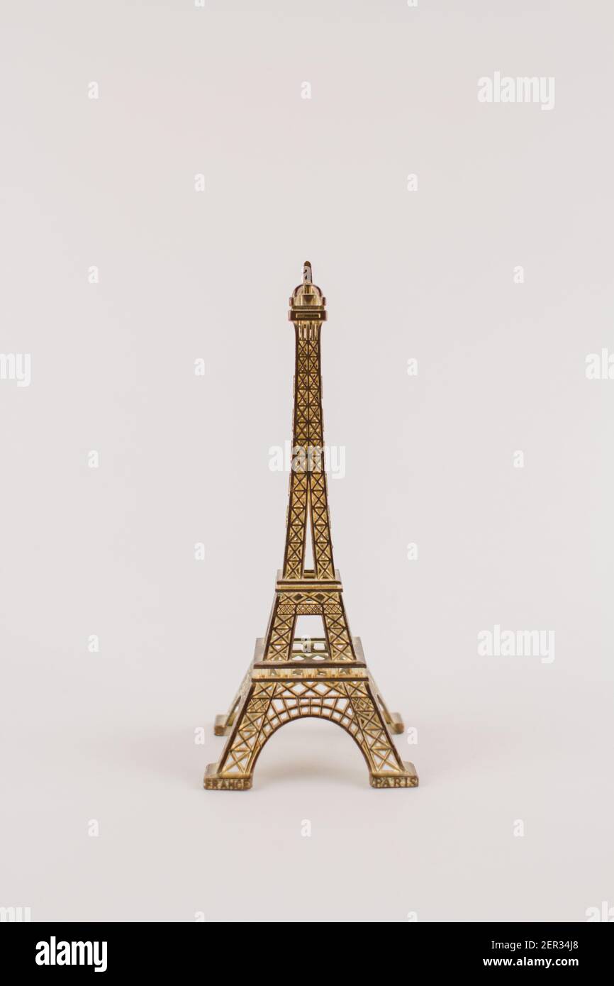 a souvenir eiffel tower on white background Stock Photo - Alamy