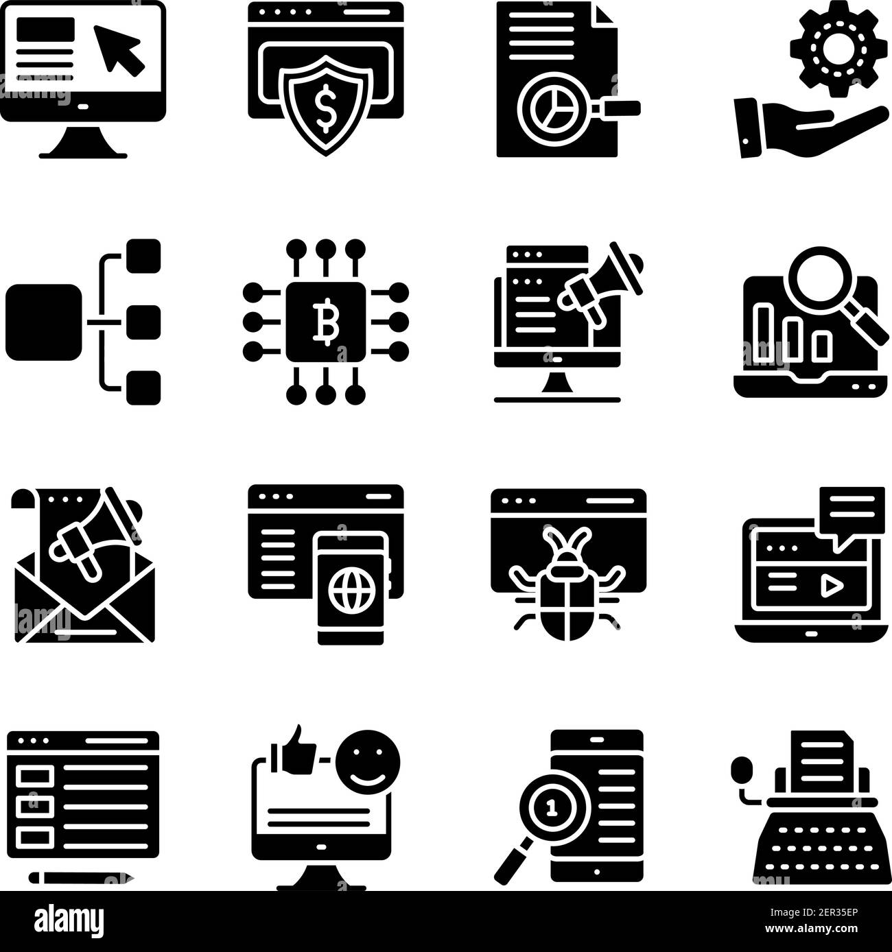 Finance and Ebusiness Solid Icons Pack Stock Vector