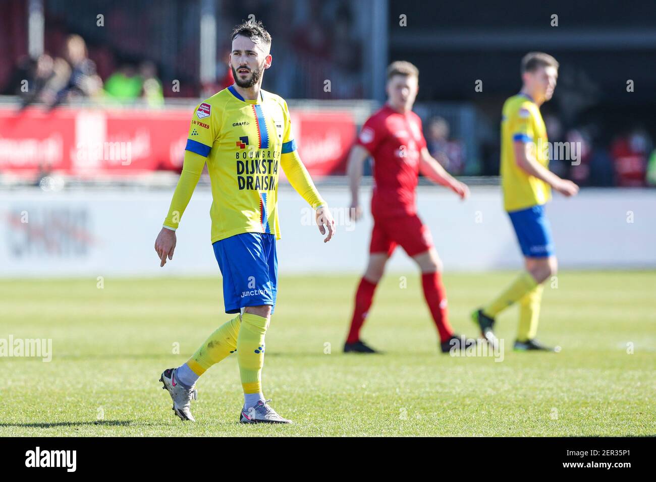 ALMERE, NETHERLANDS - FEBRUARY 28: Robin Maulun of SC Cambuur during the  Dutch Keukenkampioendivisie match between Almere City FC and SC Cambuur at  Ya Stock Photo - Alamy