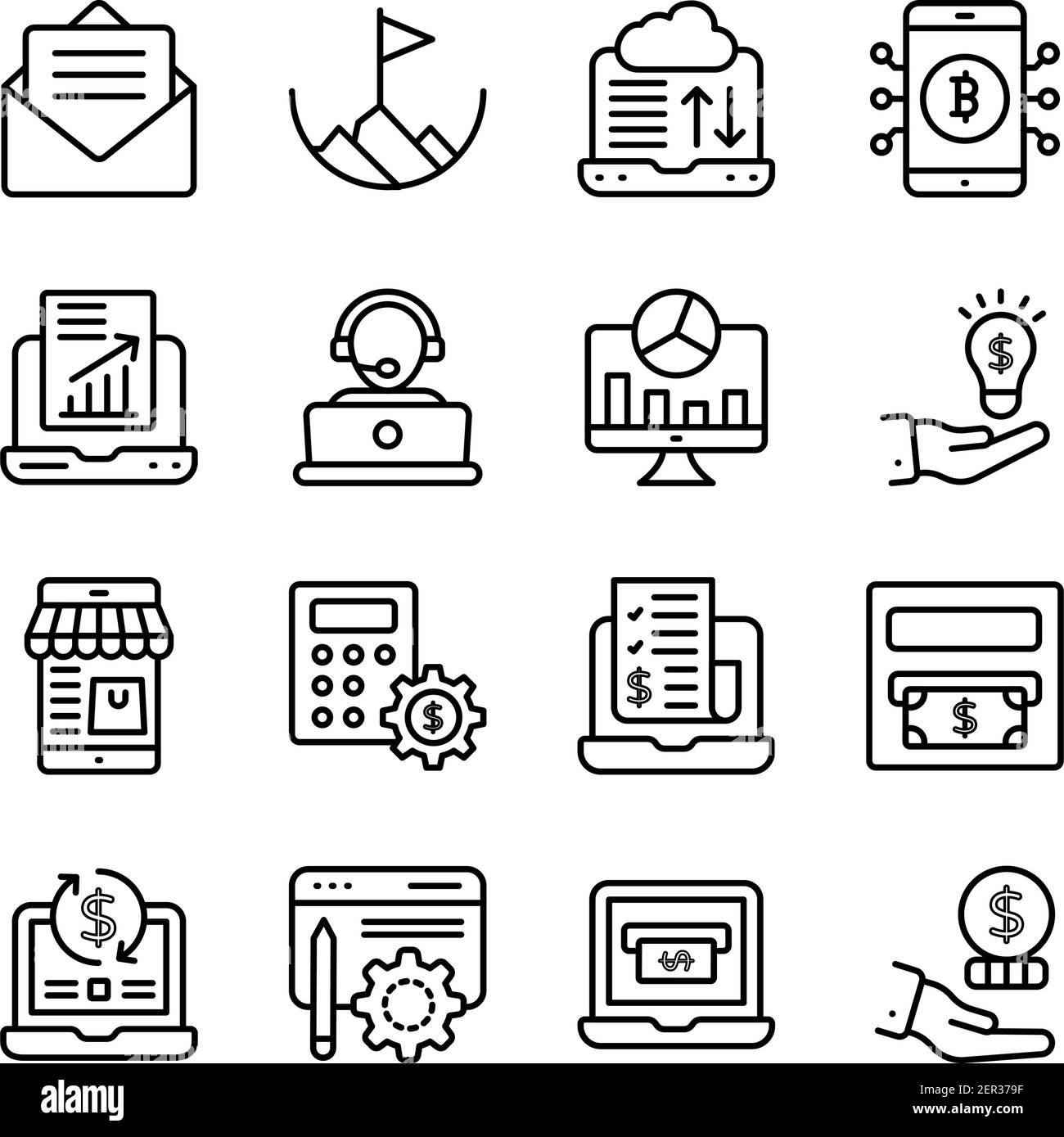 Online Data Analytics Linear Icons Pack Stock Vector Image & Art - Alamy