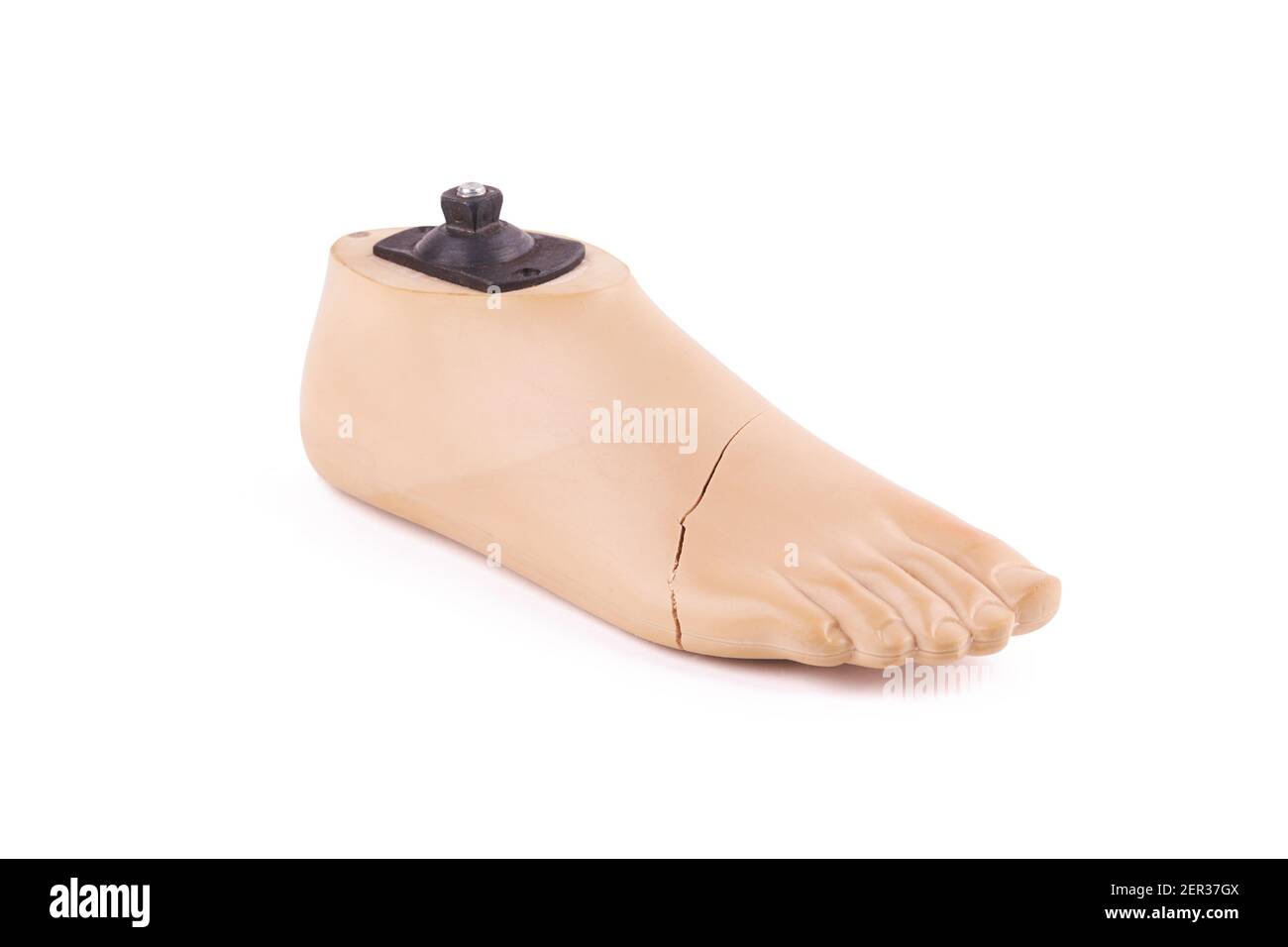 broken prosthetic foot isolated on a white background Stock Photo